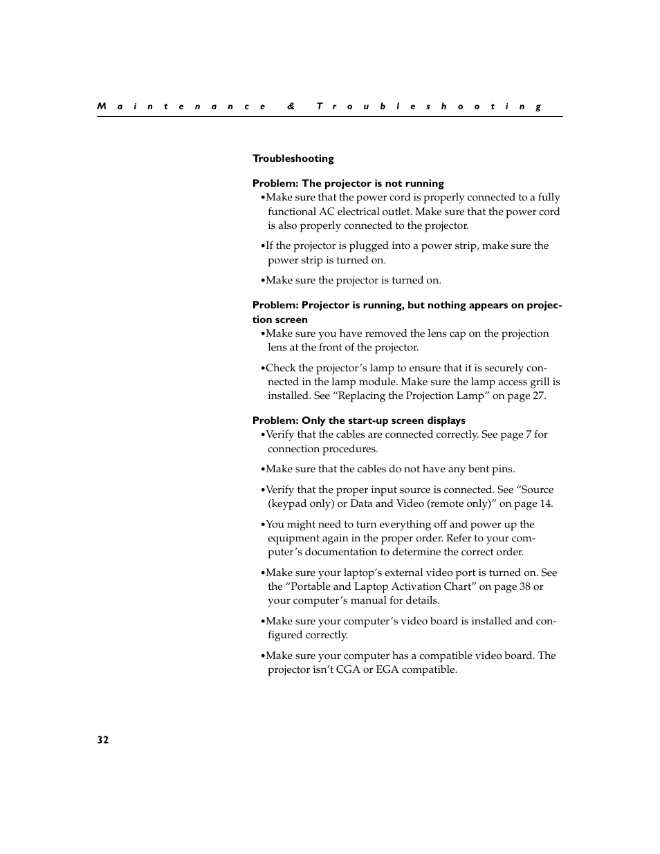 Heading2 - troubleshooting, Troubleshooting 32 | BOXLIGHT XD-10m User Manual | Page 40 / 58