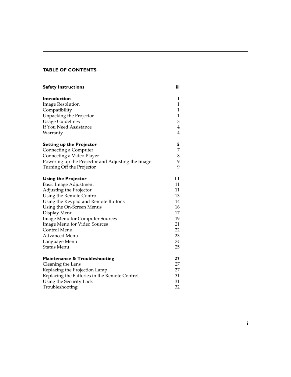 Heading1 - table of contents | BOXLIGHT XD-10m User Manual | Page 5 / 58