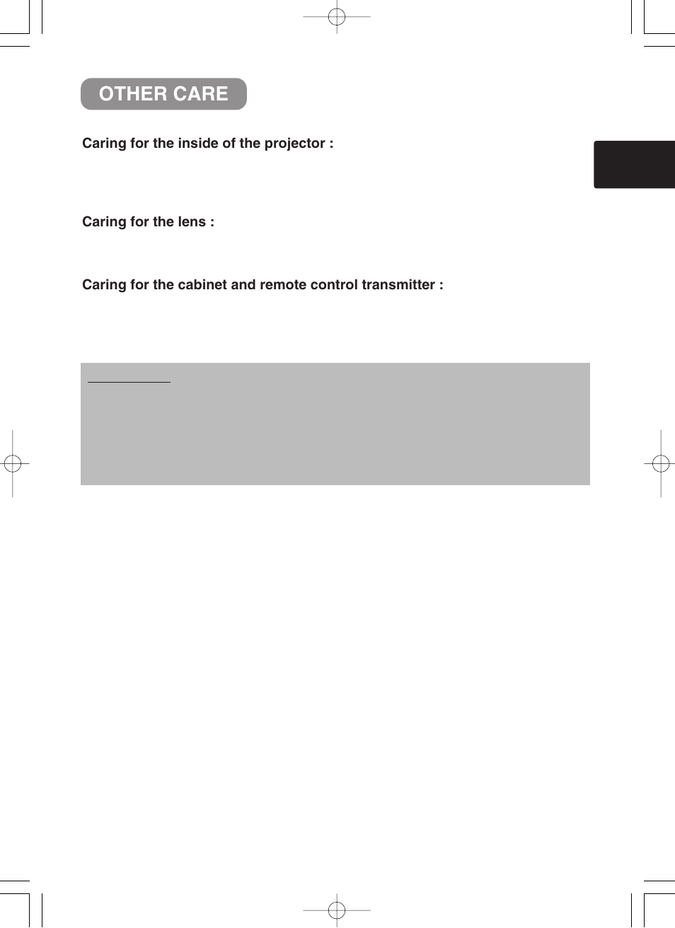 Other care | BOXLIGHT CP-322i User Manual | Page 30 / 54