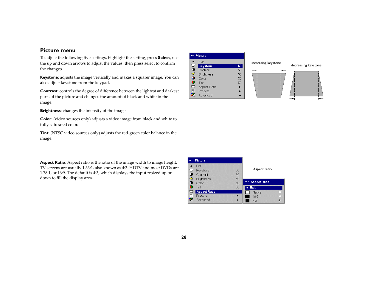 Picture menu | BOXLIGHT CD-850m User Manual | Page 29 / 45