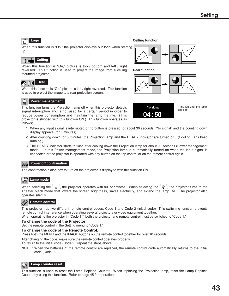 Setting | BOXLIGHT Matinee 1HD User Manual | Page 43 / 52