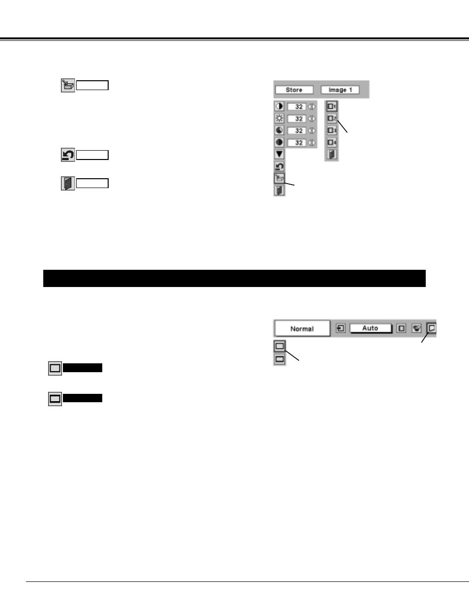 Picture screen adjustment, Video input | BOXLIGHT MP-385t User Manual | Page 34 / 44
