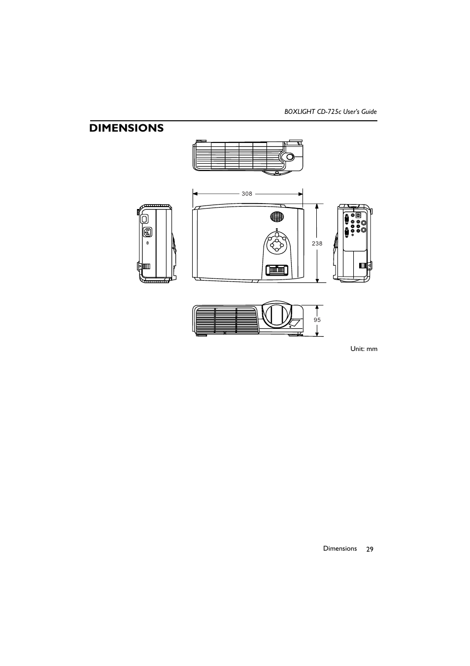 Dimensions | BOXLIGHT CD-725c User Manual | Page 33 / 33