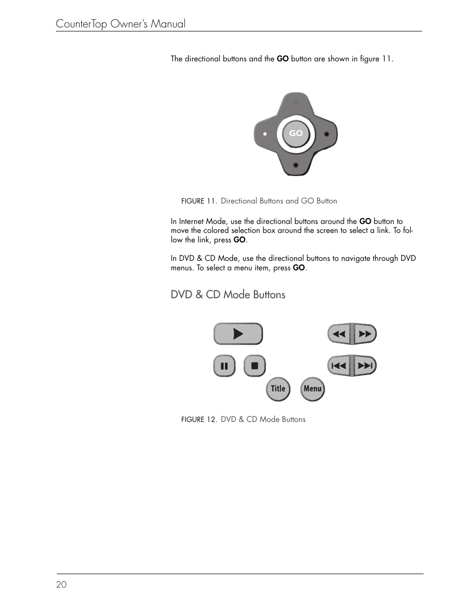 Countertop owner’s manual, Dvd & cd mode buttons | Beyond icebox countertop User Manual | Page 24 / 70