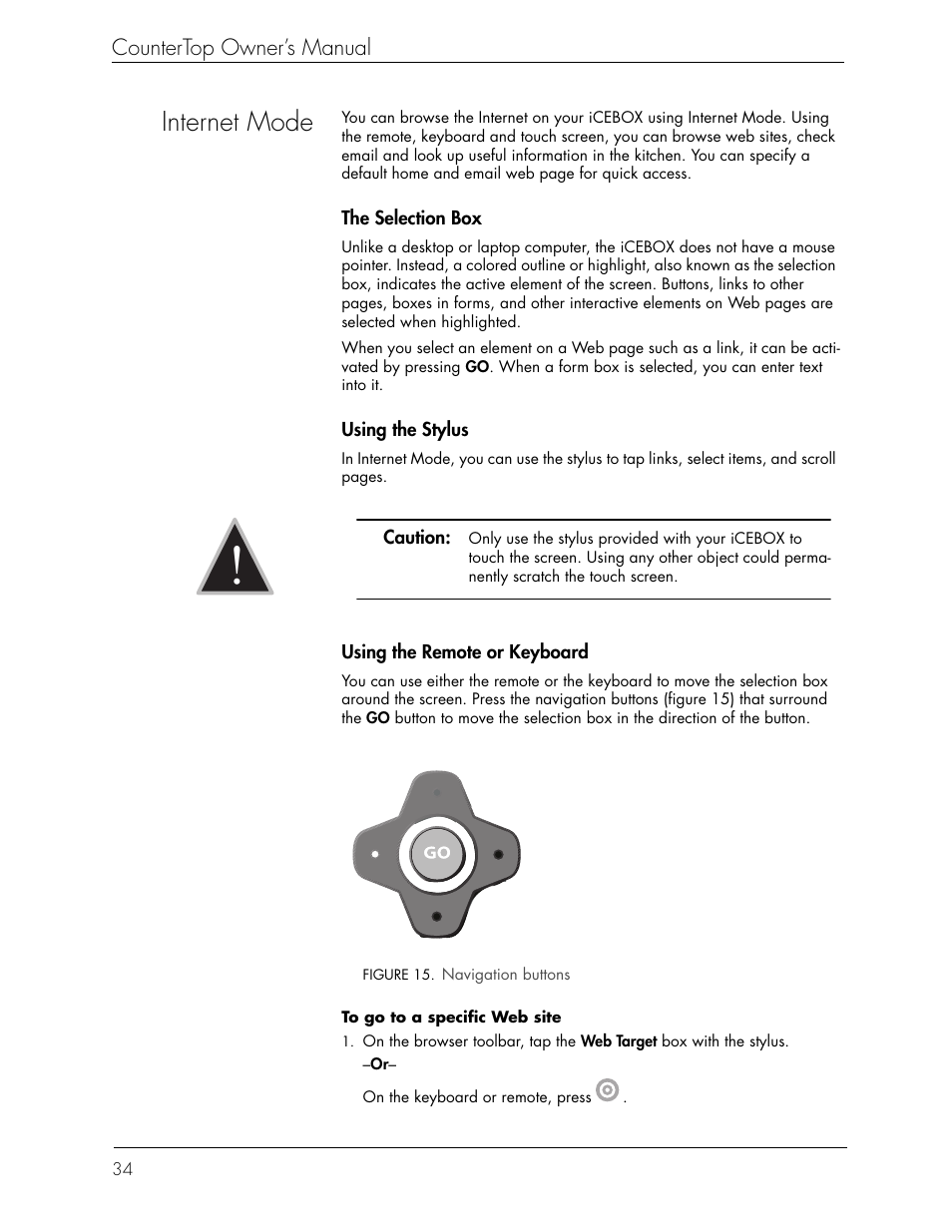 Internet mode | Beyond icebox countertop User Manual | Page 38 / 70