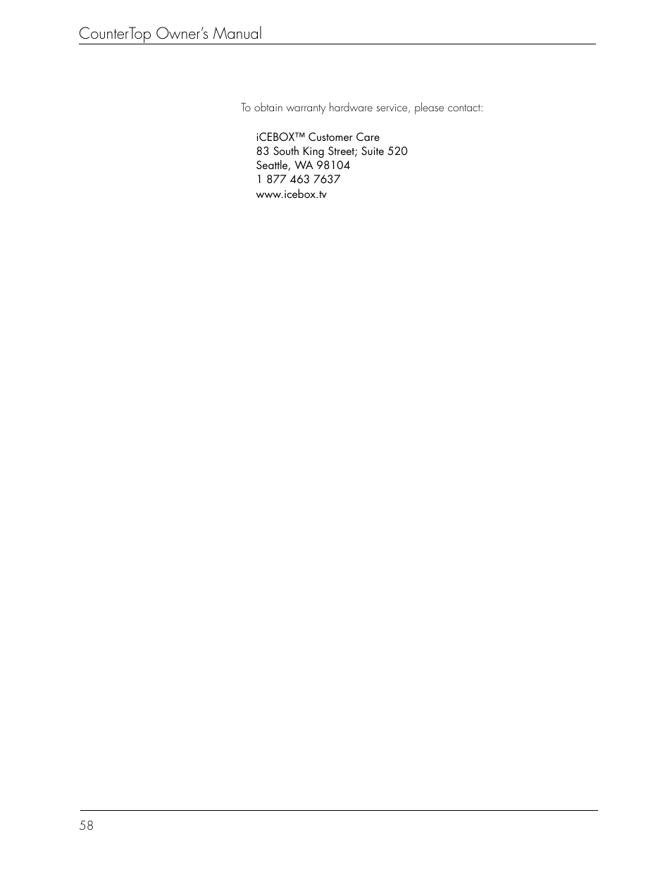 Countertop owner’s manual | Beyond icebox countertop User Manual | Page 62 / 70