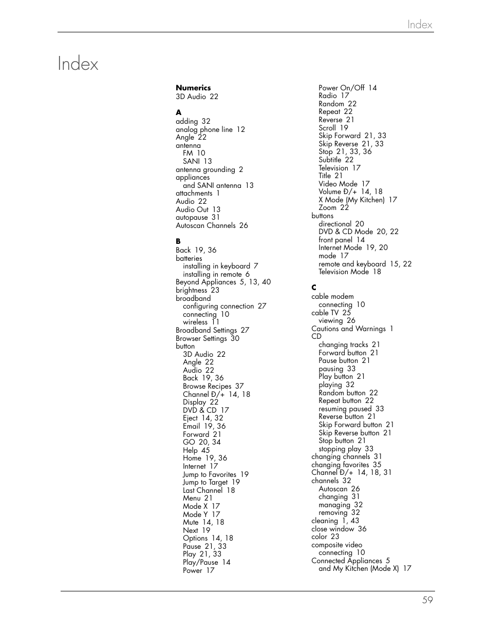 Index | Beyond icebox countertop User Manual | Page 63 / 70