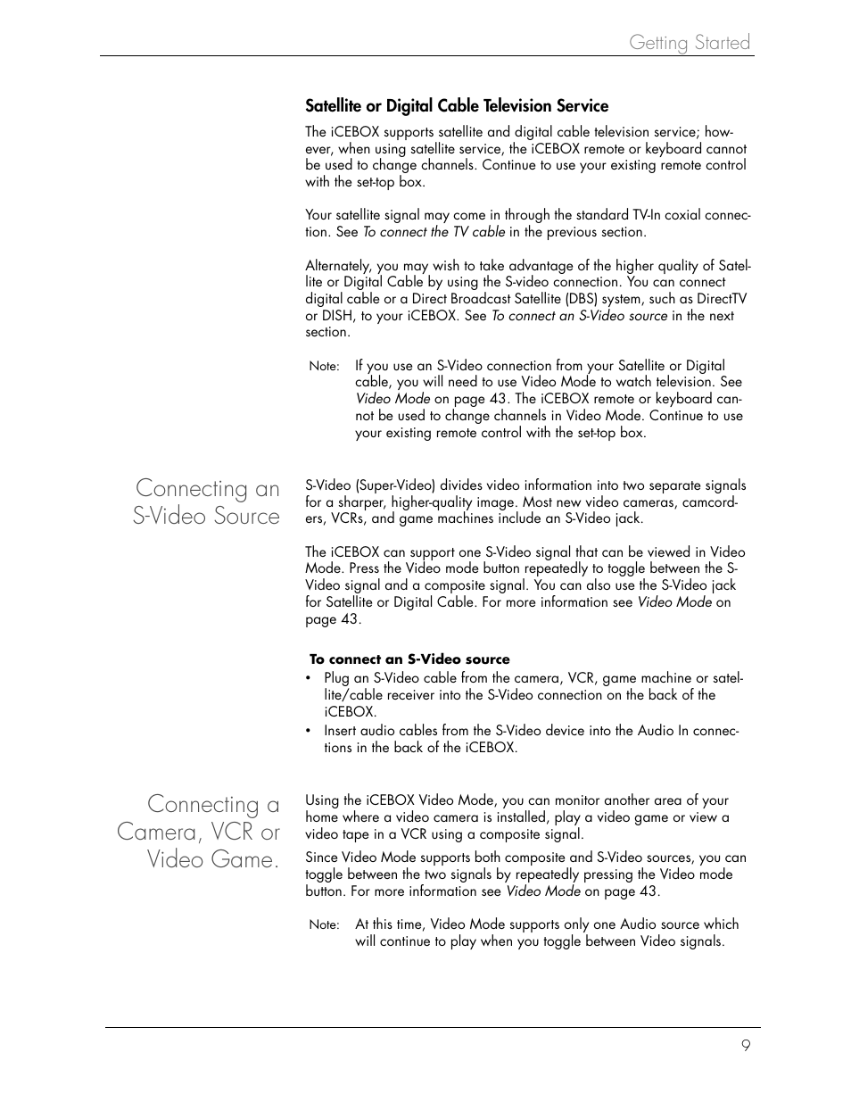 Connecting an s-video source, Connecting a camera, vcr or video game | Beyond Icebox Flipscreen User Manual | Page 15 / 75