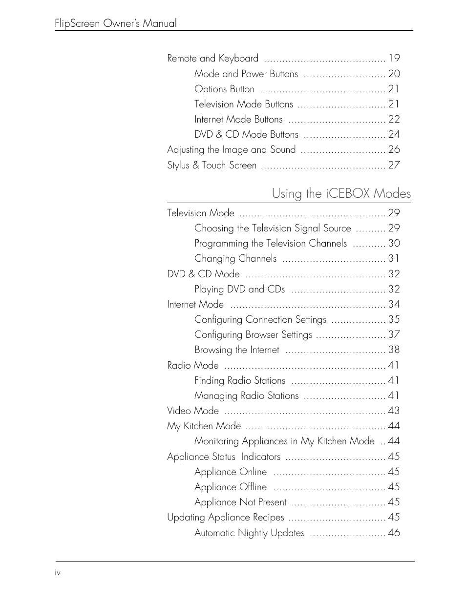 Using the icebox modes | Beyond Icebox Flipscreen User Manual | Page 4 / 75