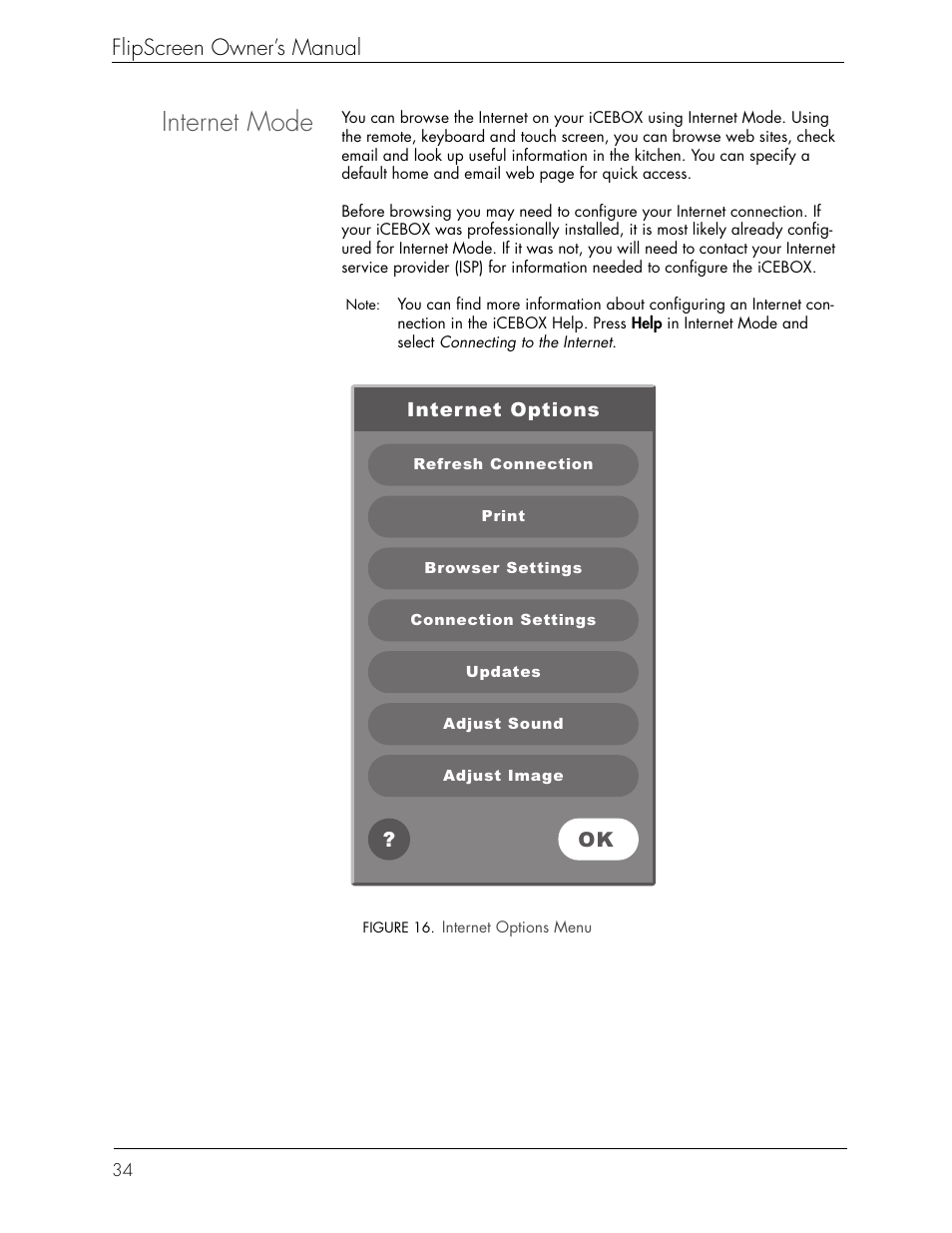 Internet mode, Flipscreen owner’s manual | Beyond Icebox Flipscreen User Manual | Page 40 / 75