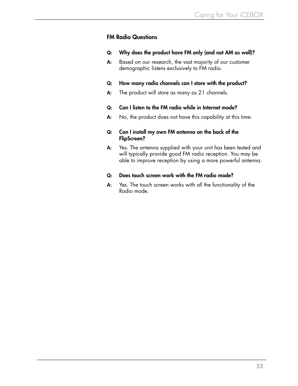 Caring for your icebox | Beyond Icebox Flipscreen User Manual | Page 59 / 75