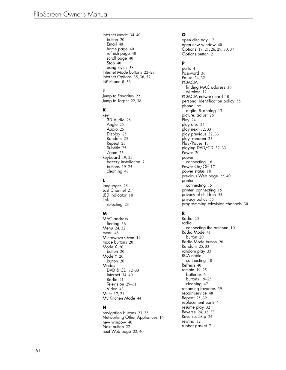 Flipscreen owner’s manual | Beyond Icebox Flipscreen User Manual | Page 67 / 75