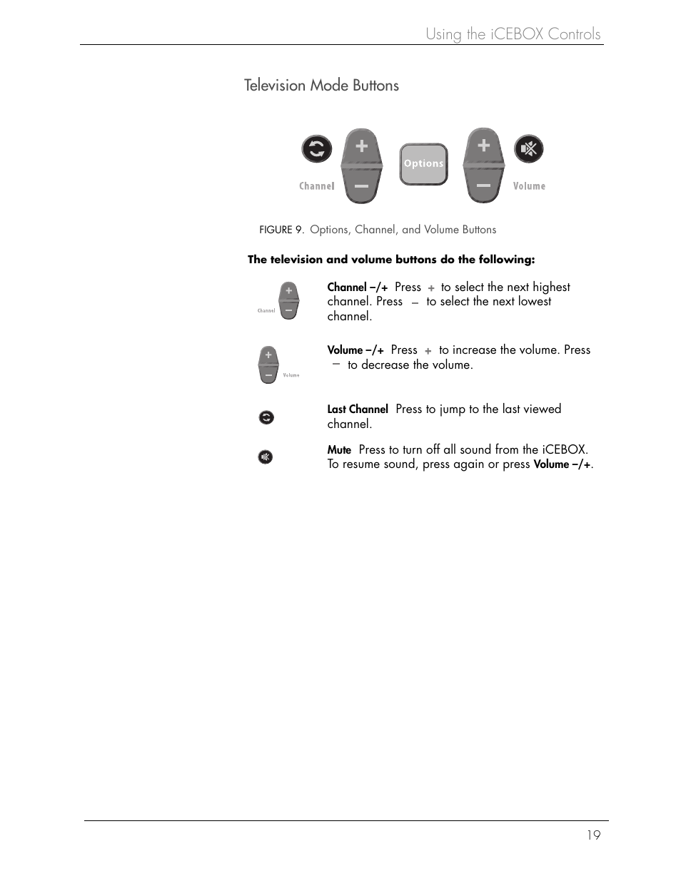 Using the icebox controls television mode buttons | Beyond FlipScreen User Manual | Page 25 / 73