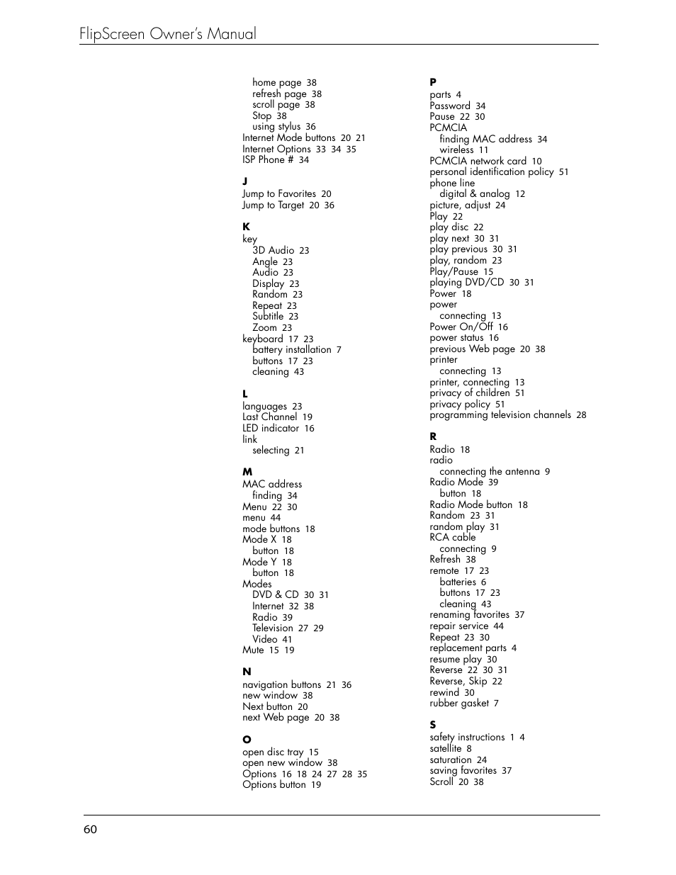 Flipscreen owner’s manual | Beyond FlipScreen User Manual | Page 66 / 73