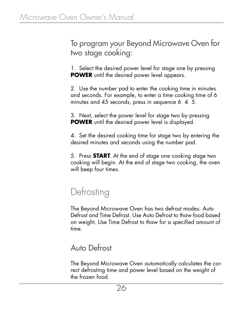 Defrosting, Auto defrost | Beyond Microwace Oven User Manual | Page 28 / 86