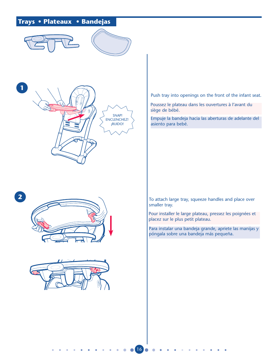 Trays • plateaux • bandejas | Graco Blossom User Manual | Page 16 / 36