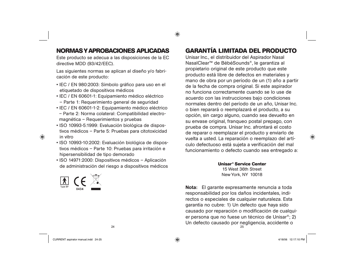 Normas y aprobaciones aplicadas, Garantía limitada del producto | Bebe Sounds NASALCLEAR #BR140 User Manual | Page 13 / 15