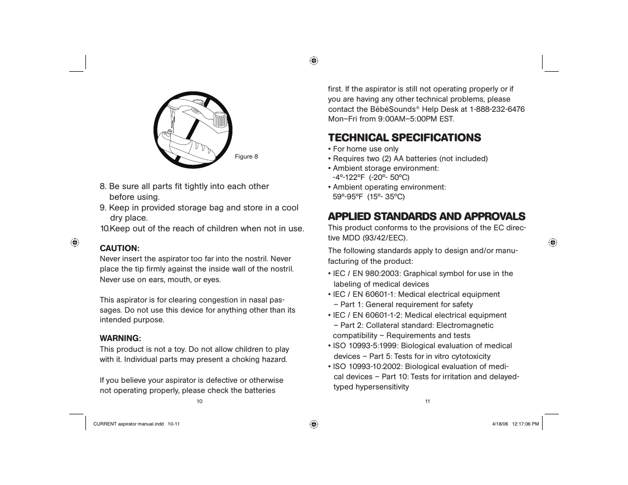 Applied standards and approvals, Technical specifications | Bebe Sounds NASALCLEAR #BR140 User Manual | Page 6 / 15