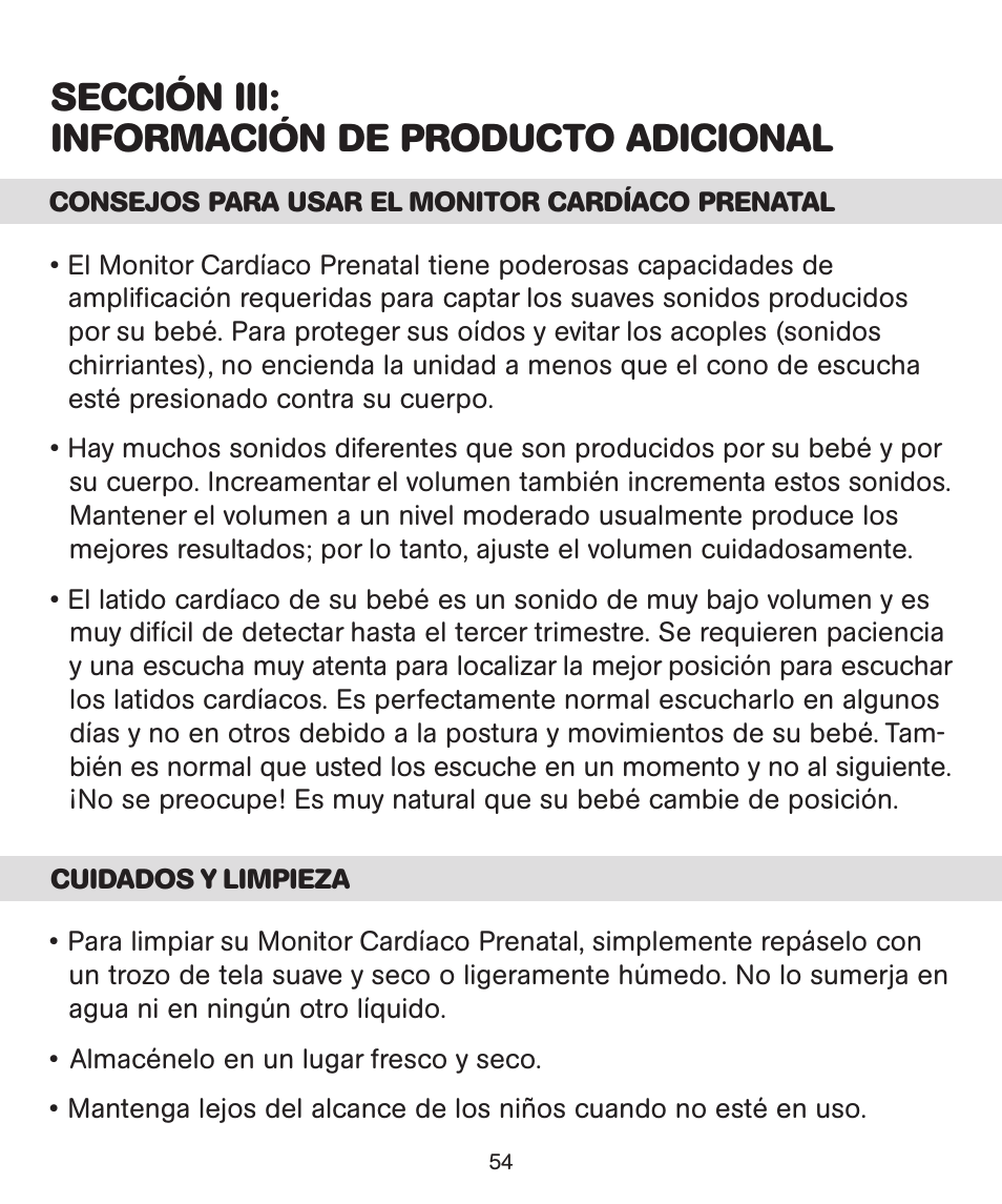 Sección iii: información de producto adicional | Bebe Sounds Be005 User Manual | Page 52 / 61