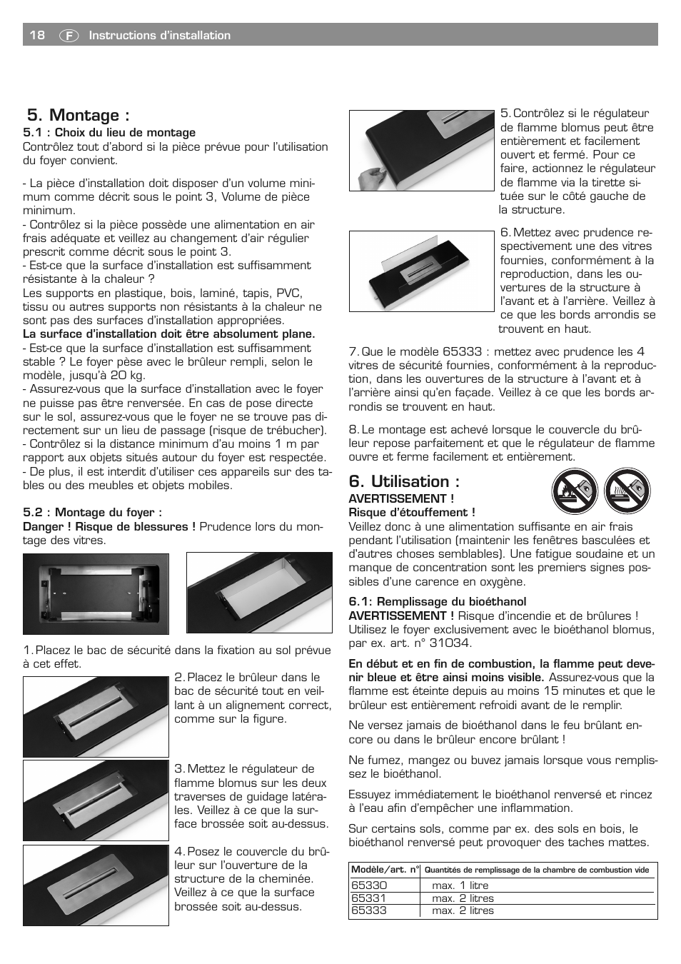 Utilisation, Montage | Blomus PURE LIFE 65330 User Manual | Page 18 / 40