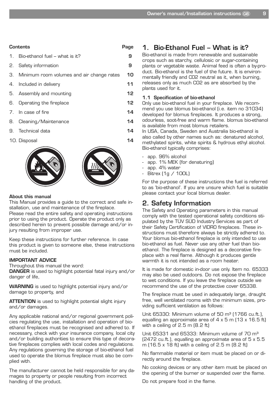 Bio-ethanol fuel – what is it, Safety information | Blomus PURE LIFE 65330 User Manual | Page 9 / 40