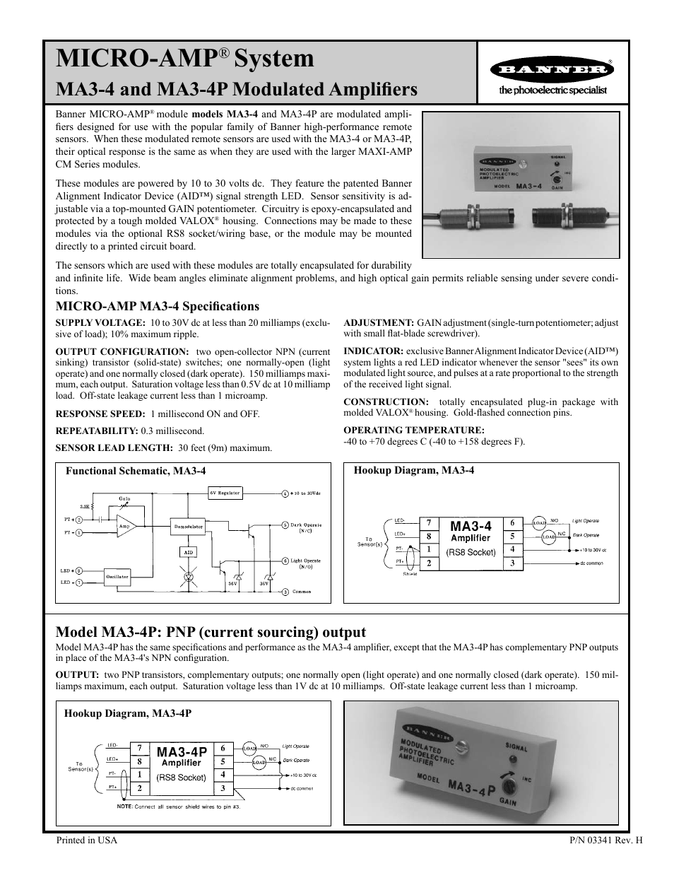 Banner MA3-4 User Manual | 7 pages
