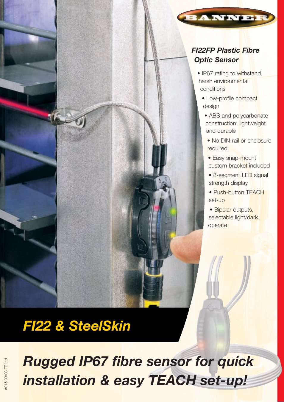 Banner Plastic Fibre Optic Sensor FI22FP User Manual | 2 pages