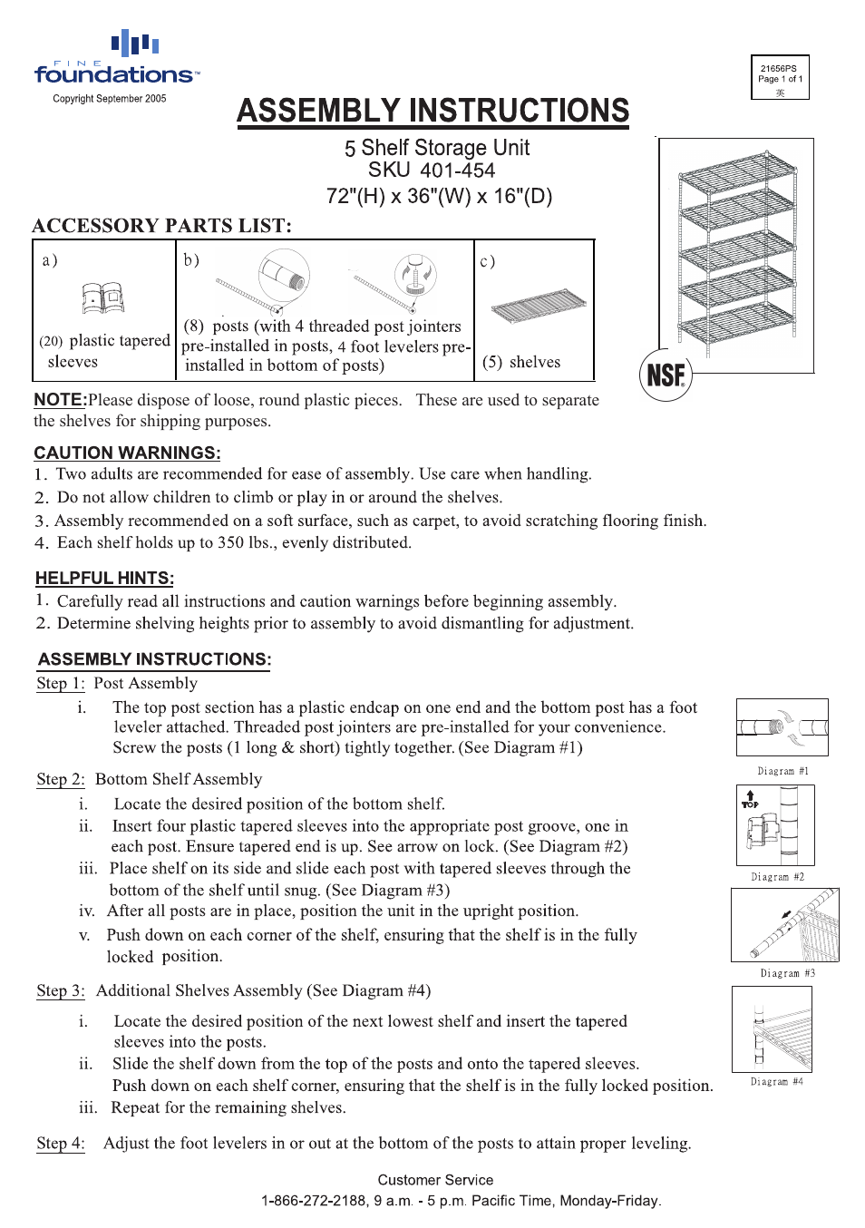 Maxtrend 401454 5 Shelf Storage Unit User Manual | 1 page