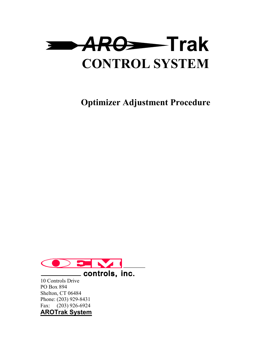 OEM Controls AroTrak Optimizer Adjustment Procedure User Manual | 4 pages
