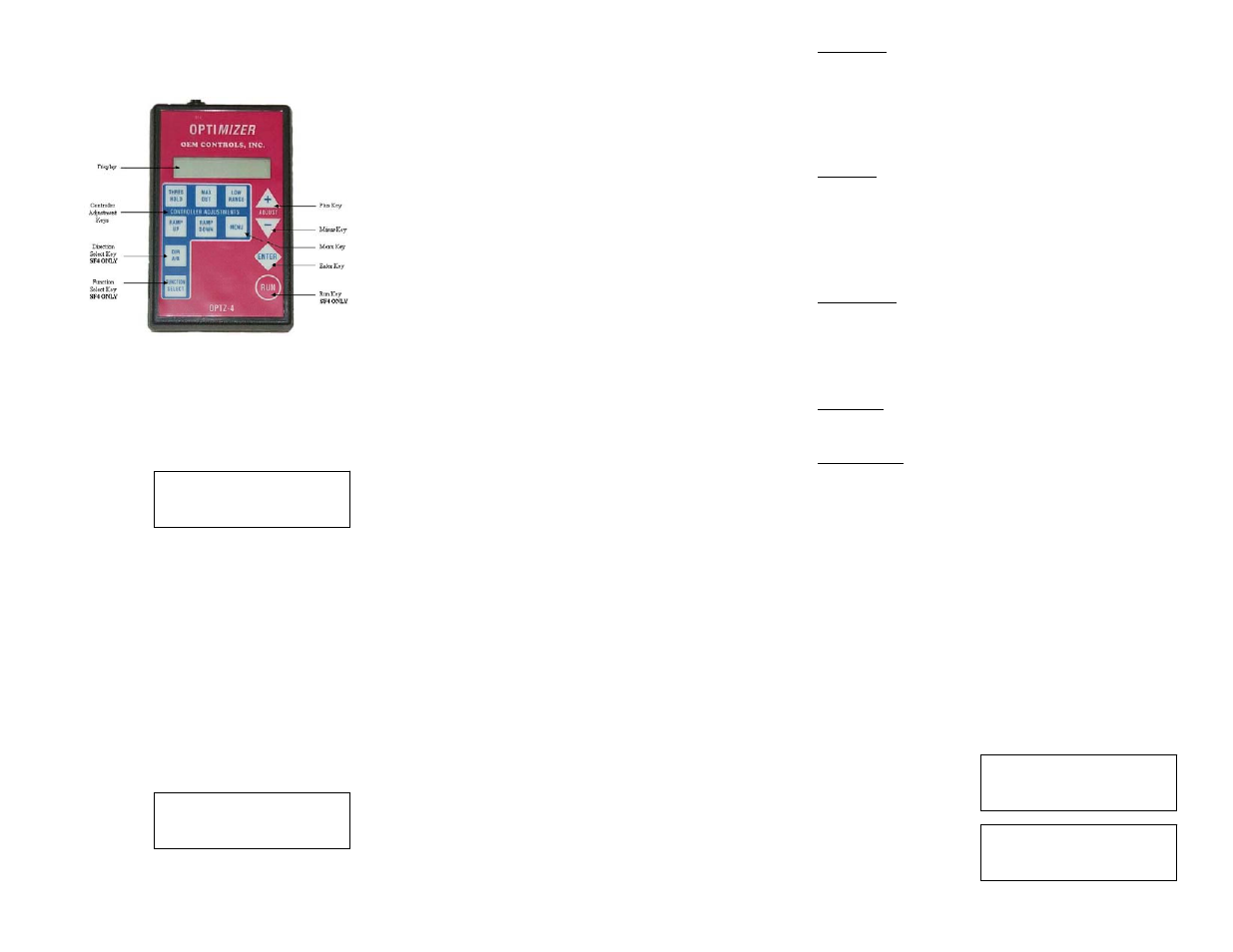 OEM Controls OptiMizer 4 For SuperFlex 4 Systems User Manual | 2 pages
