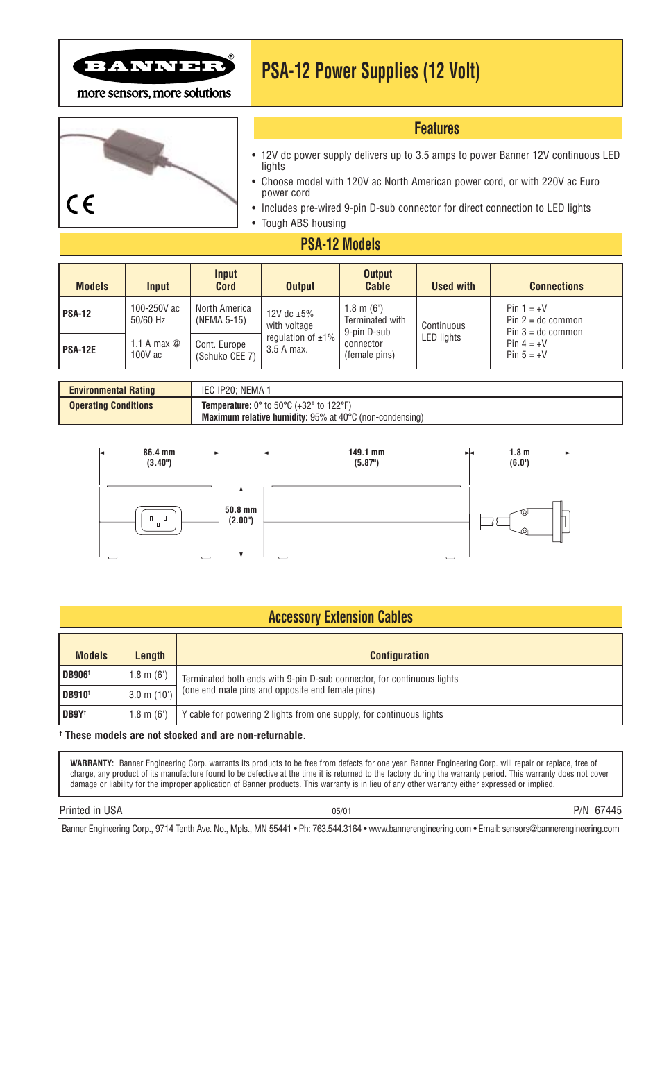 Banner PSA-12 User Manual | 1 page