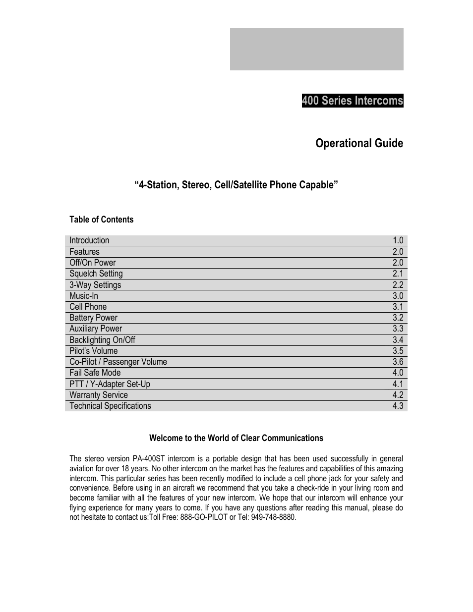 Pilot USA PA-400ST User Manual | 4 pages