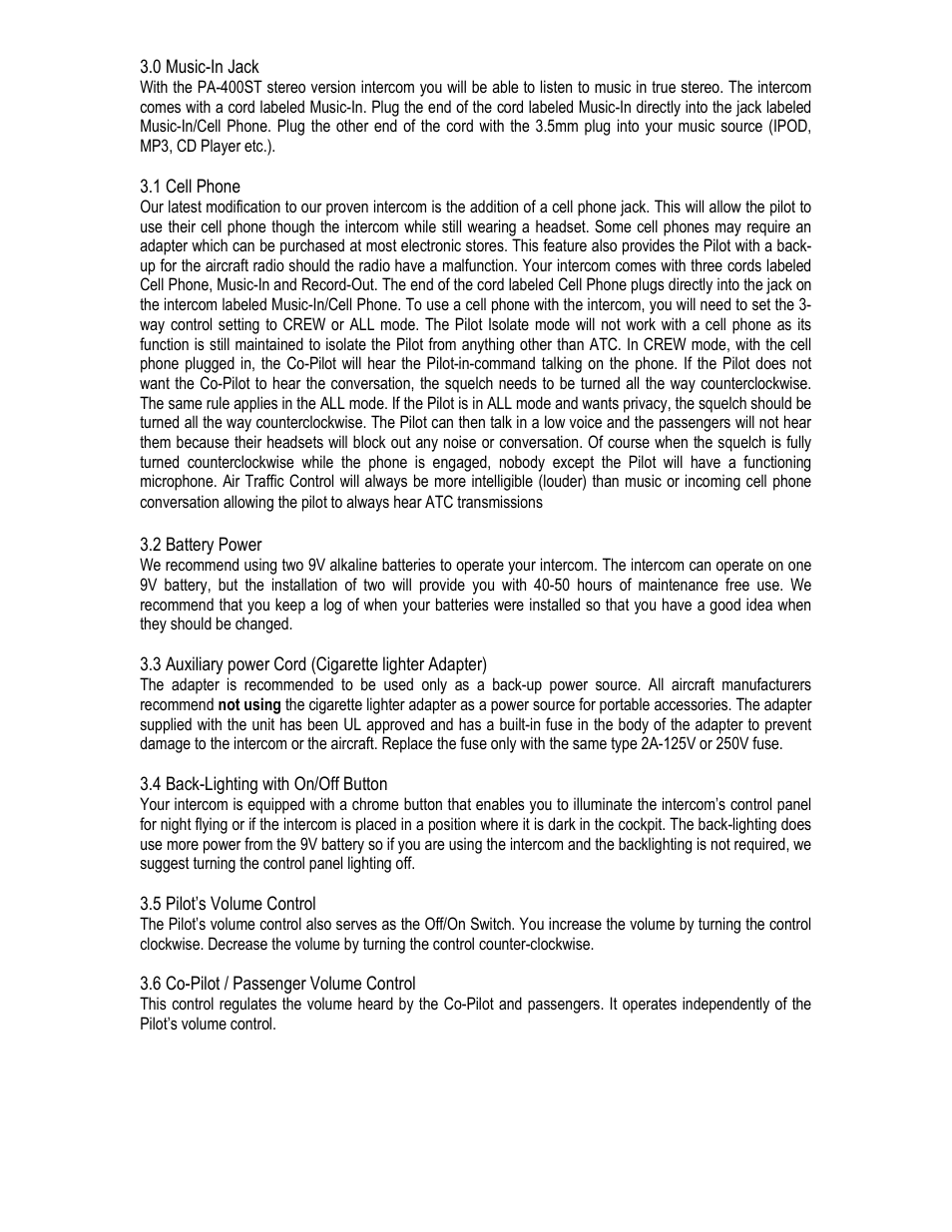 Pilot USA PA-400ST User Manual | Page 3 / 4