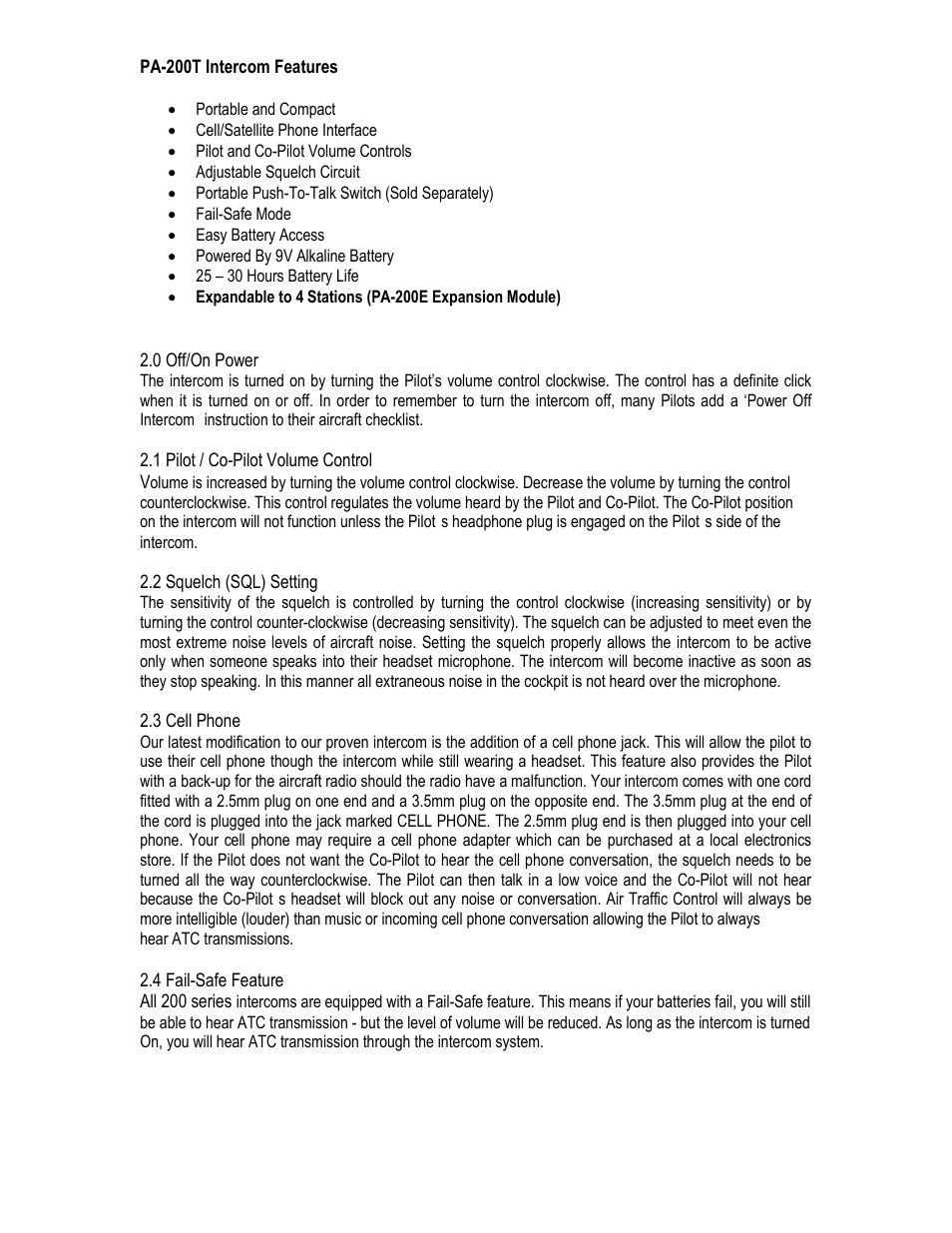 Pilot USA PA-200T User Manual | Page 2 / 3