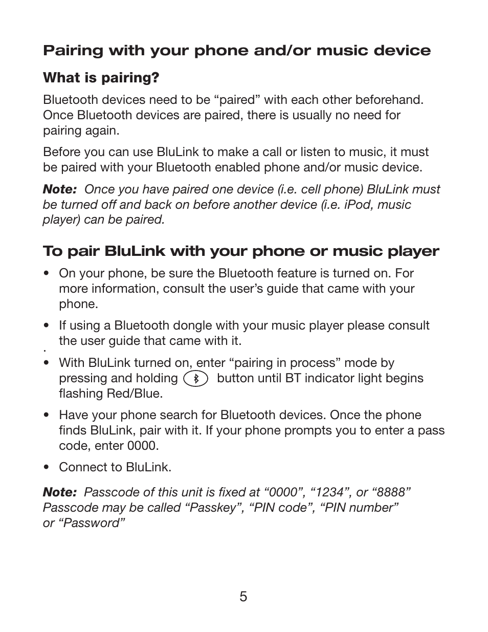 Pilot USA BluLink User Manual | Page 5 / 8