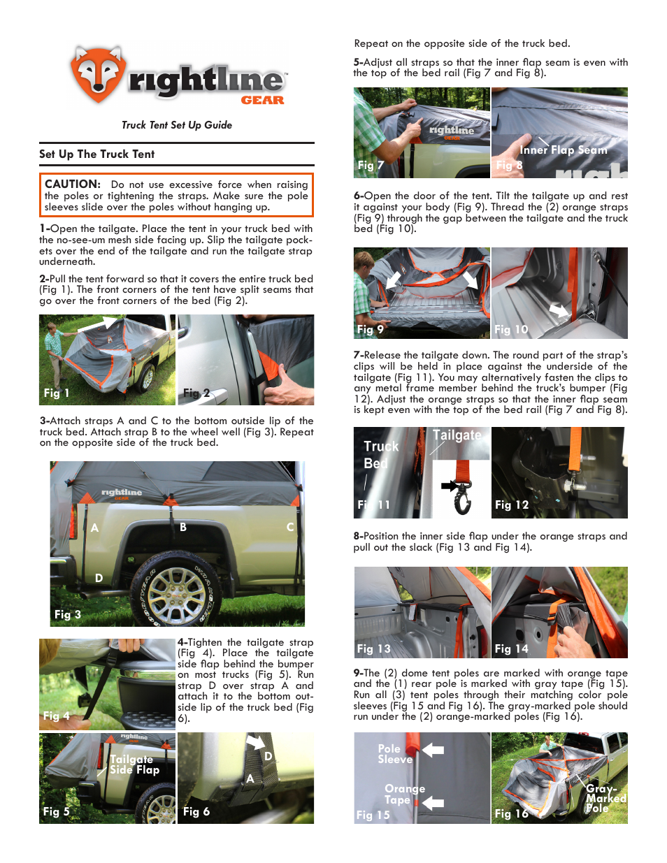 Rightline Gear Truck Tent User Manual | 2 pages