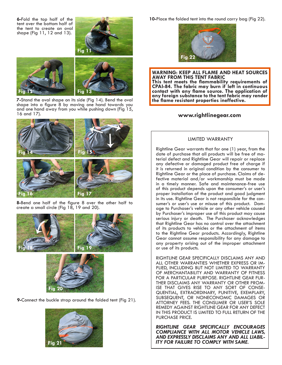 Rightline Gear Pop Up Tent User Manual | Page 2 / 2