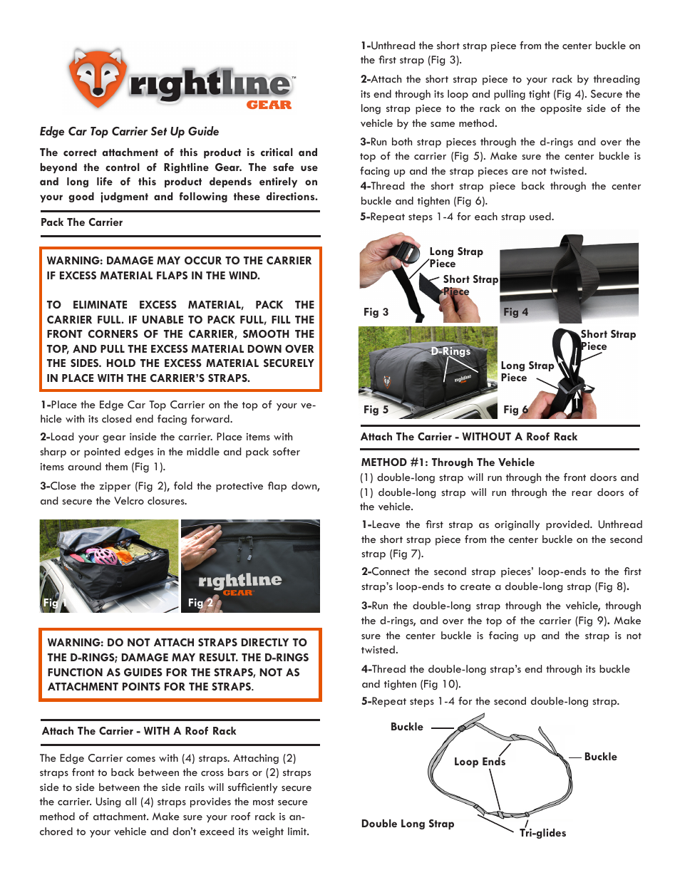 Rightline Gear Edge Car Top Carriers User Manual | 2 pages