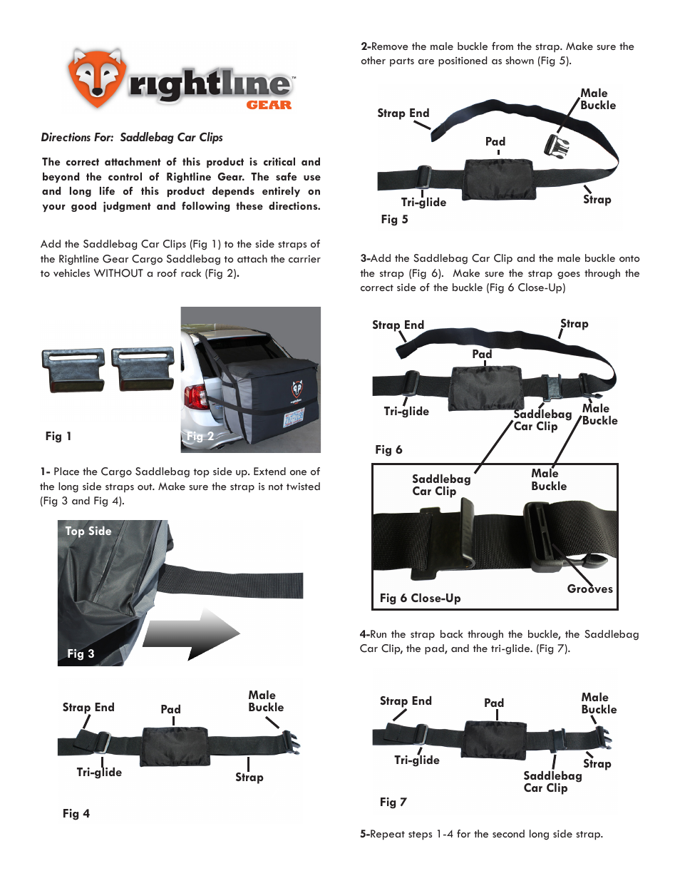 Rightline Gear Saddlebag Car Clips User Manual | 2 pages