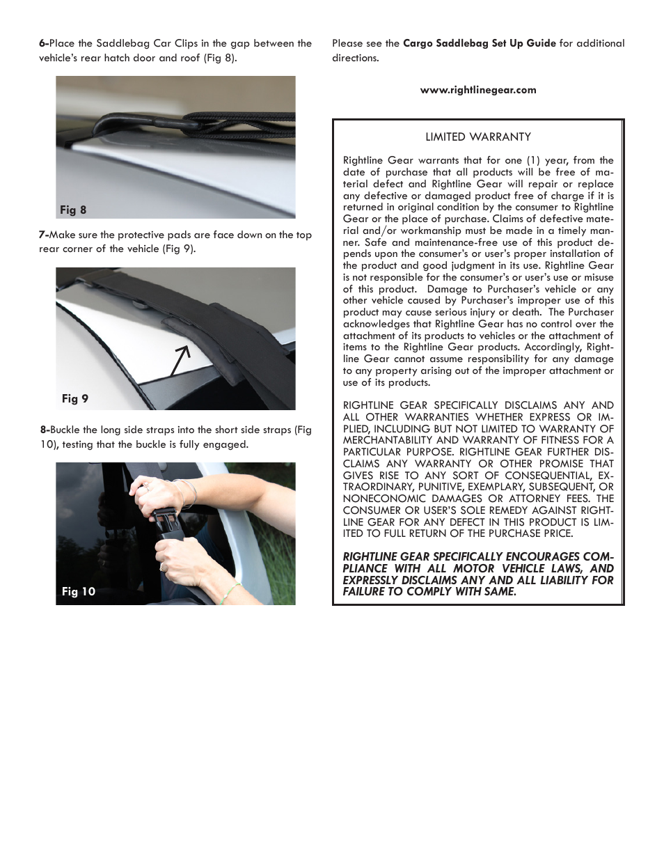 Rightline Gear Saddlebag Car Clips User Manual | Page 2 / 2