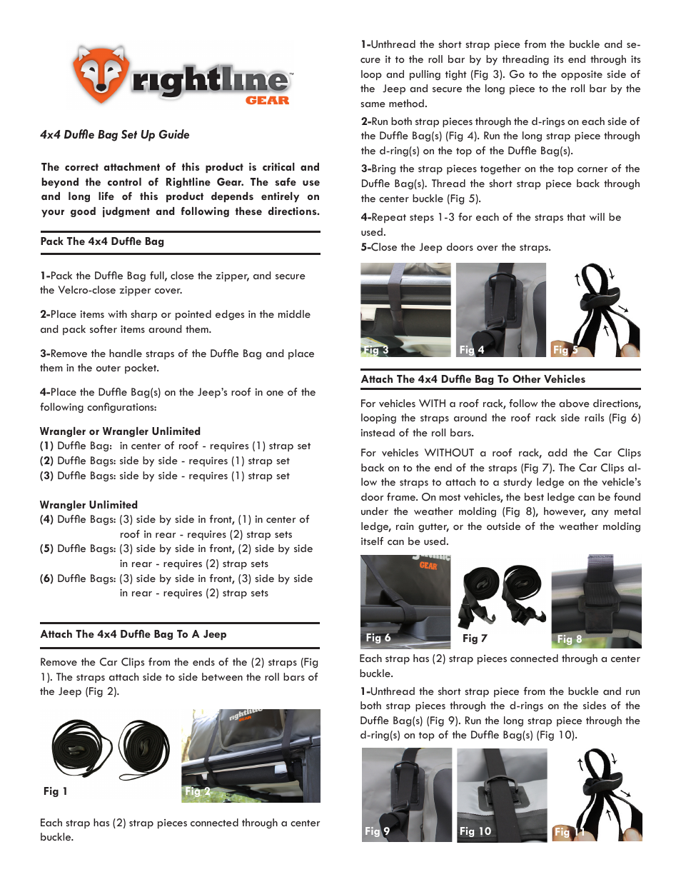 Rightline Gear 4x4 Duffle Bag User Manual | 2 pages