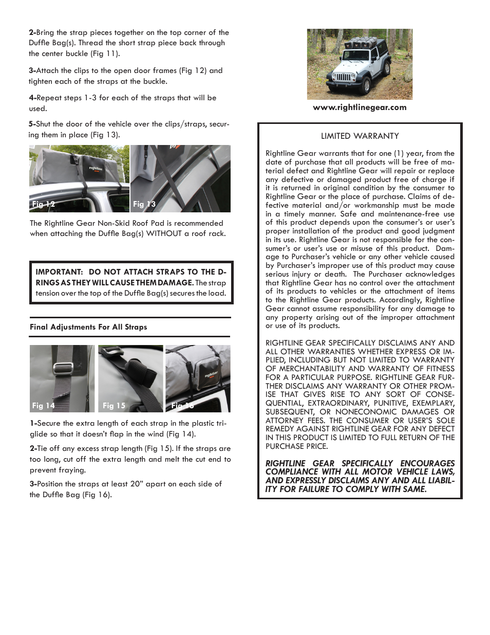 Rightline Gear 4x4 Duffle Bag User Manual | Page 2 / 2