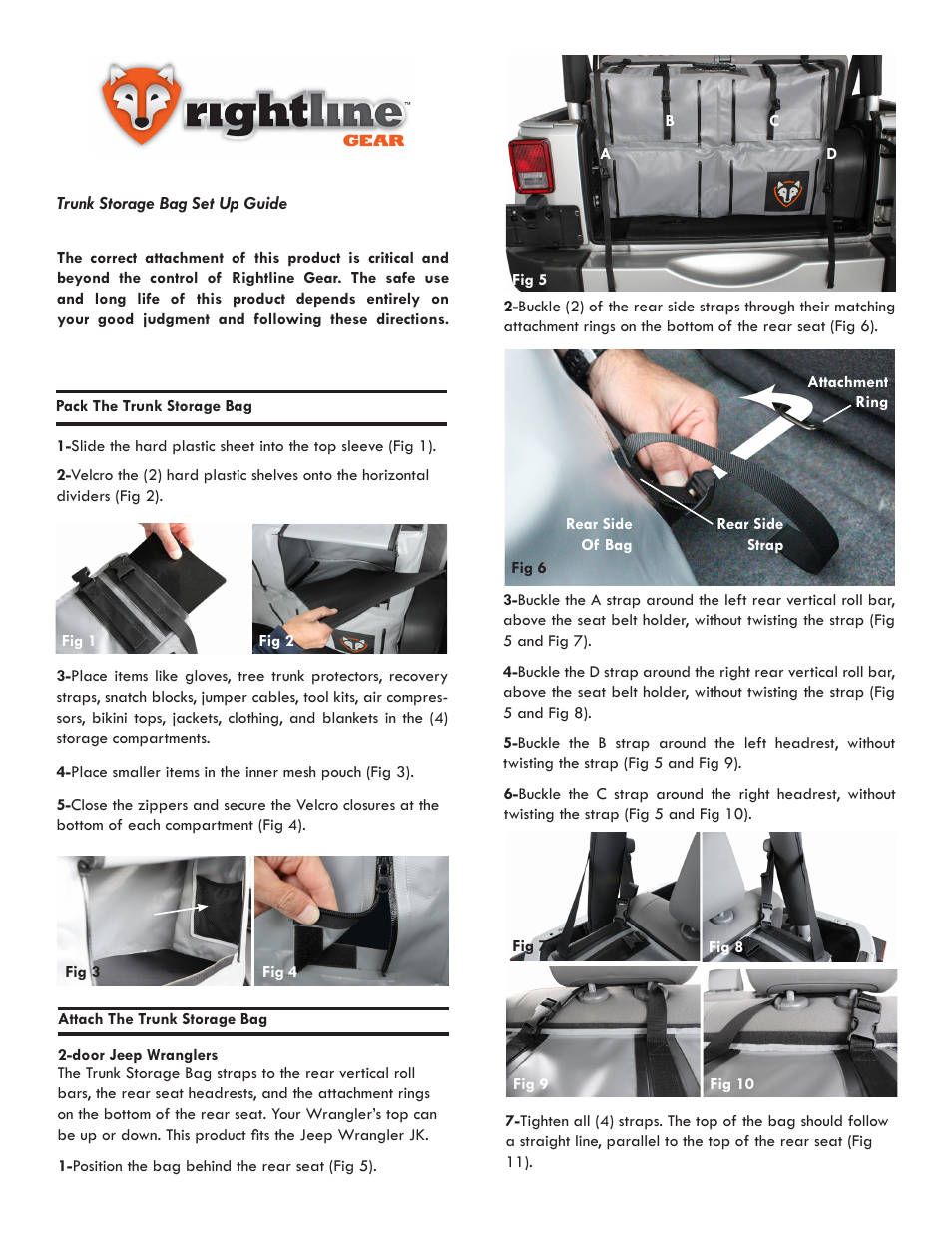 Rightline Gear Jeep Trunk Storage Bag User Manual | 2 pages