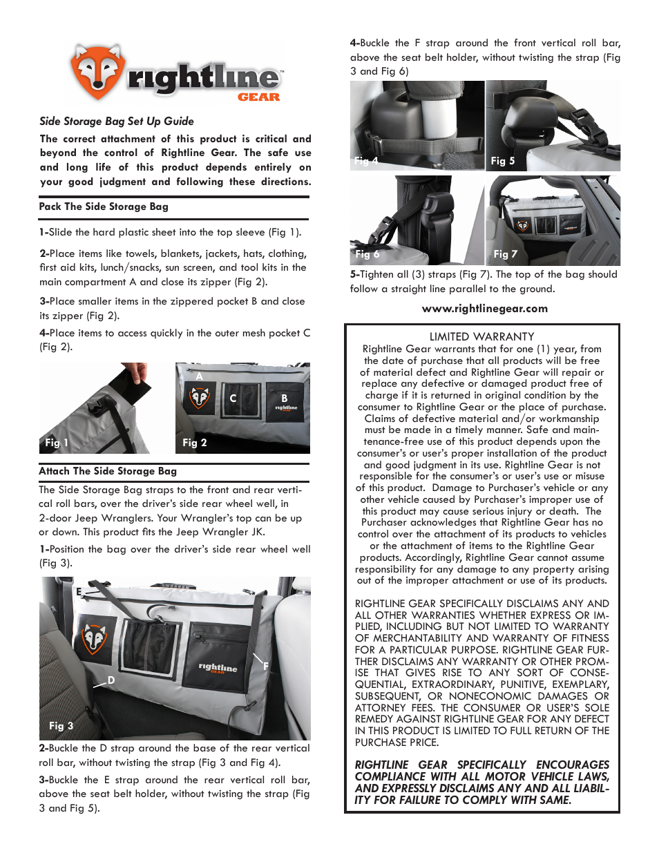 Rightline Gear Jeep Side Storage Bag User Manual | 1 page