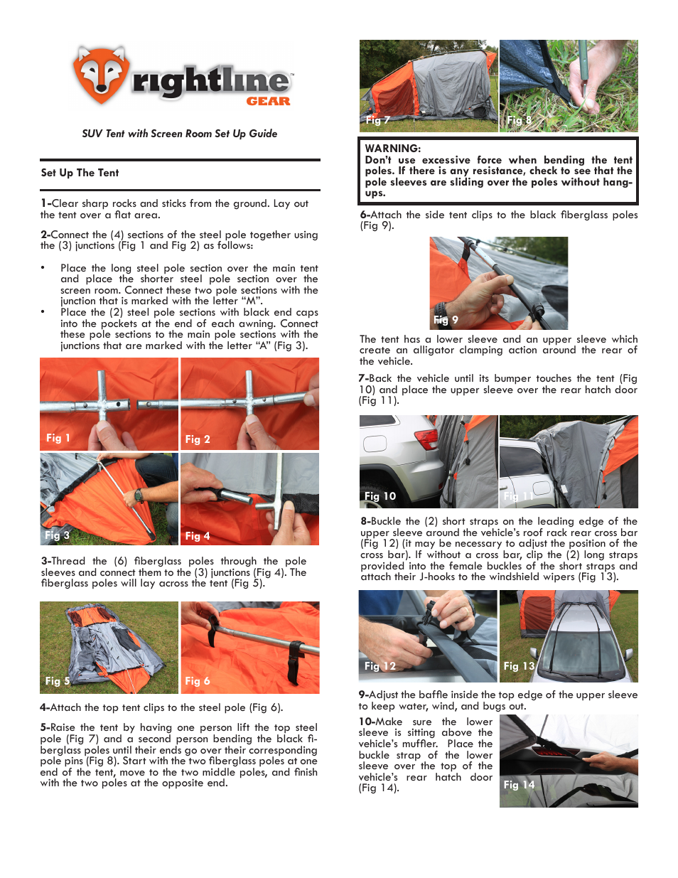 Rightline Gear SUV Tent With Screen Room User Manual | 2 pages