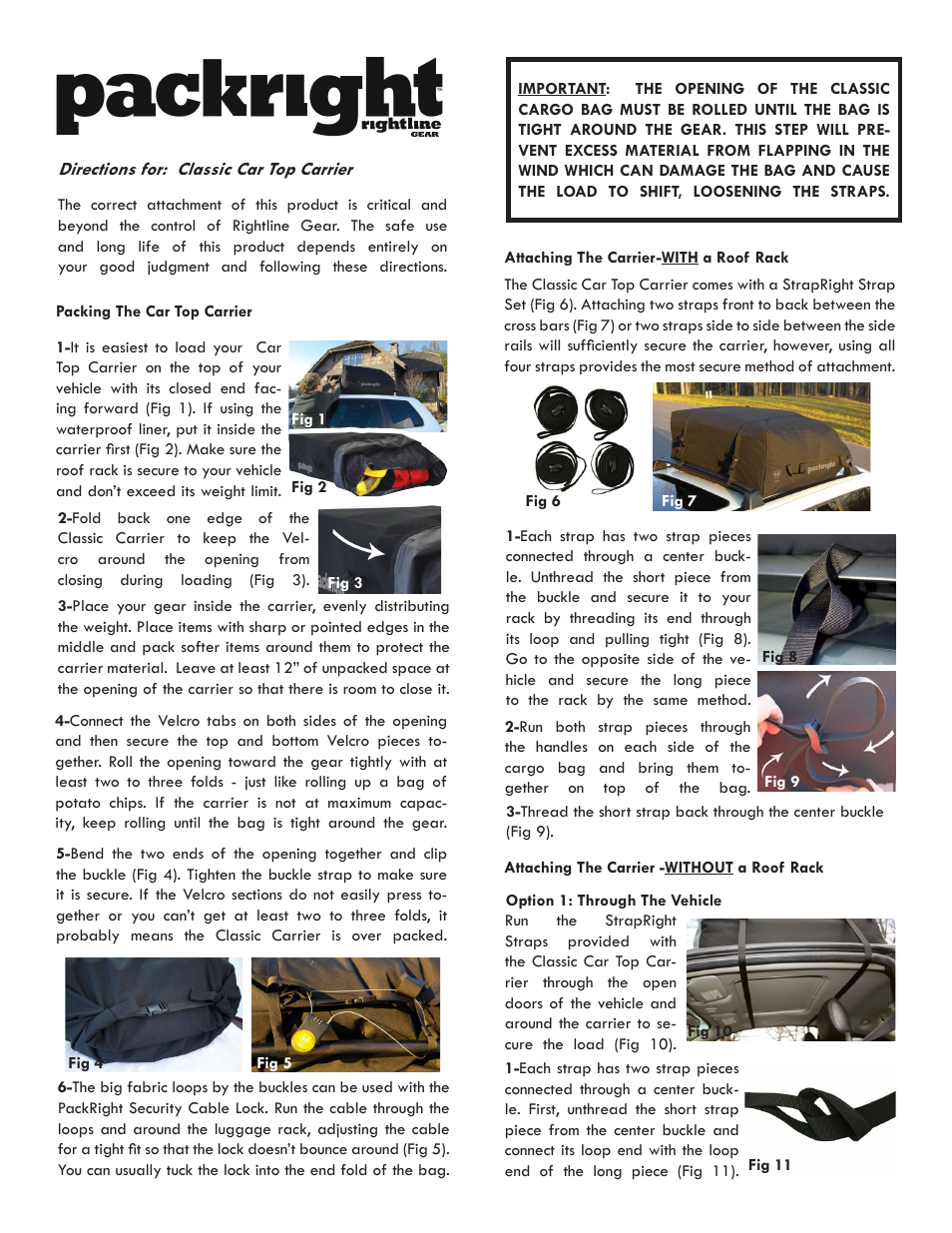 Rightline Gear PackRight Classic Car Top Carrier User Manual | 2 pages
