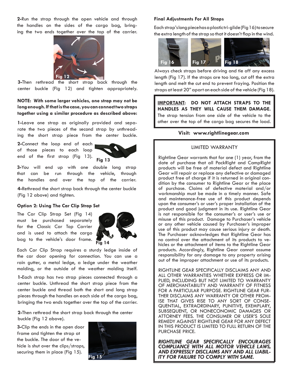 Rightline Gear PackRight Classic Car Top Carrier User Manual | Page 2 / 2