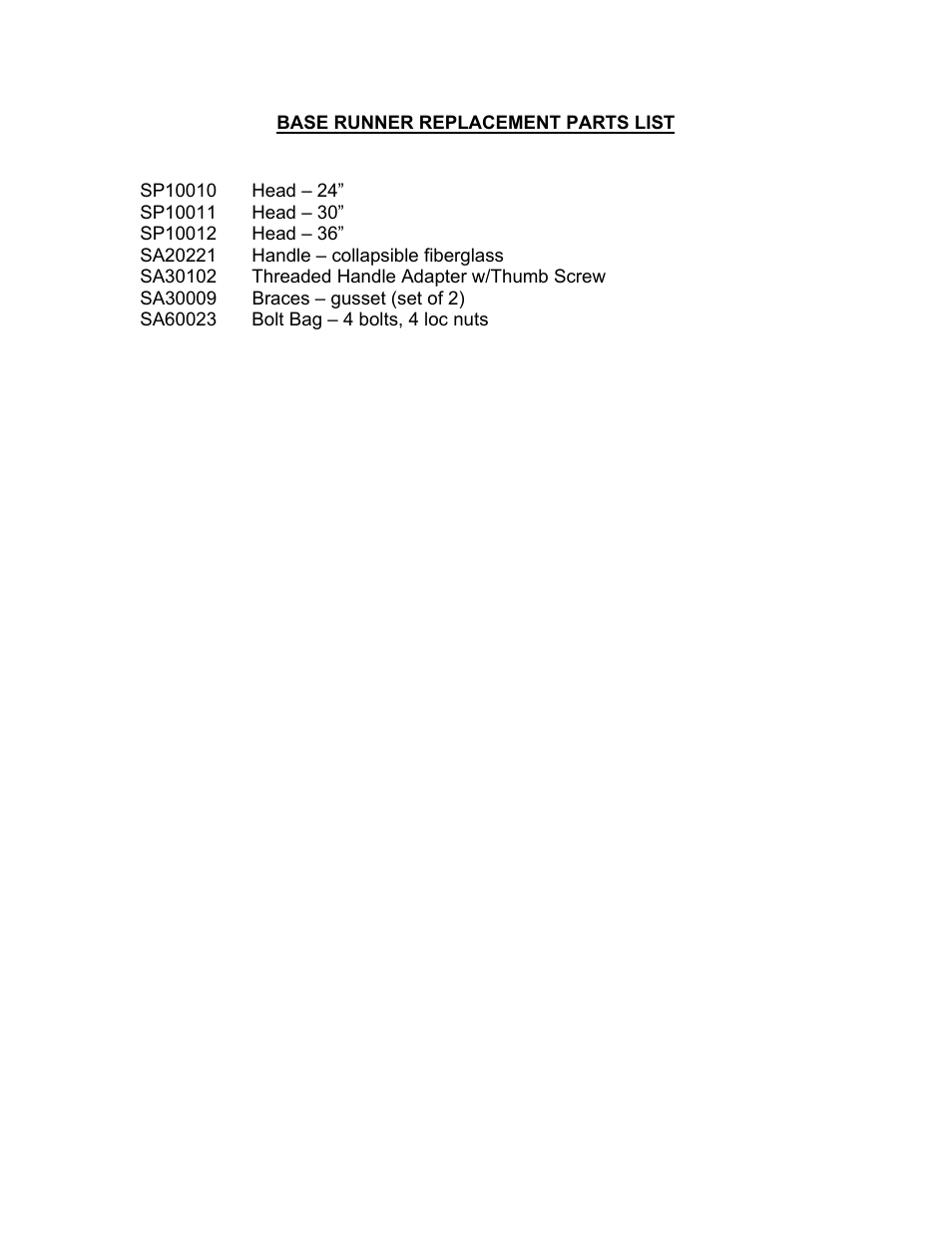 Seymour Midwest Base Runner(PK90150) User Manual | Page 2 / 2