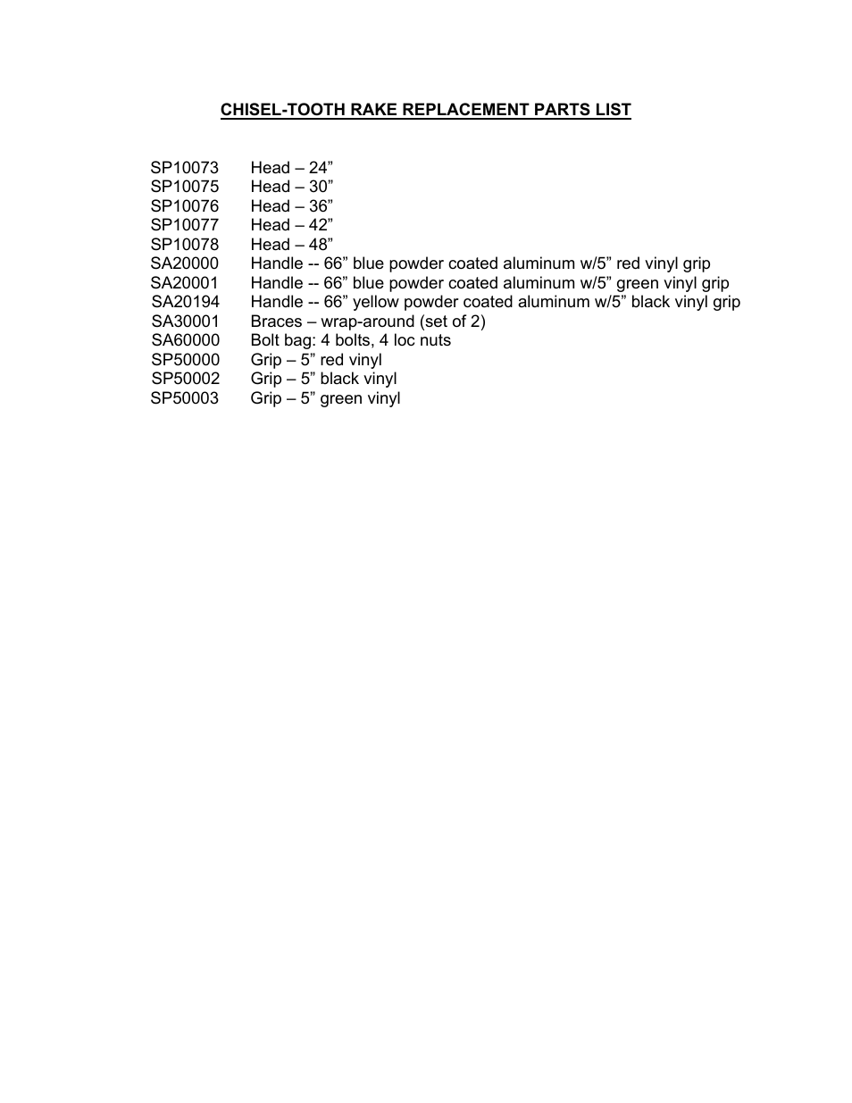 Seymour Midwest Chisel-Tooth Rake(PK90087) User Manual | Page 2 / 2