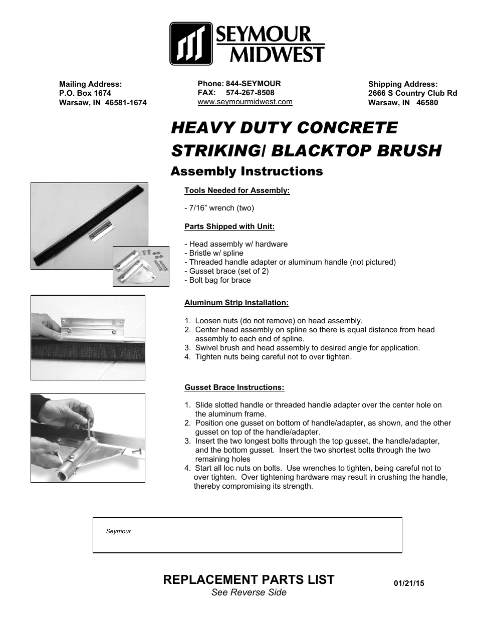 Seymour Midwest Heavy-Duty Concrete & Blacktop Brush(PK90133) User Manual | 2 pages